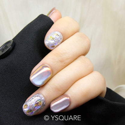 < Irisé > Y.Square Faux Ongles Fait Main Réutilisables