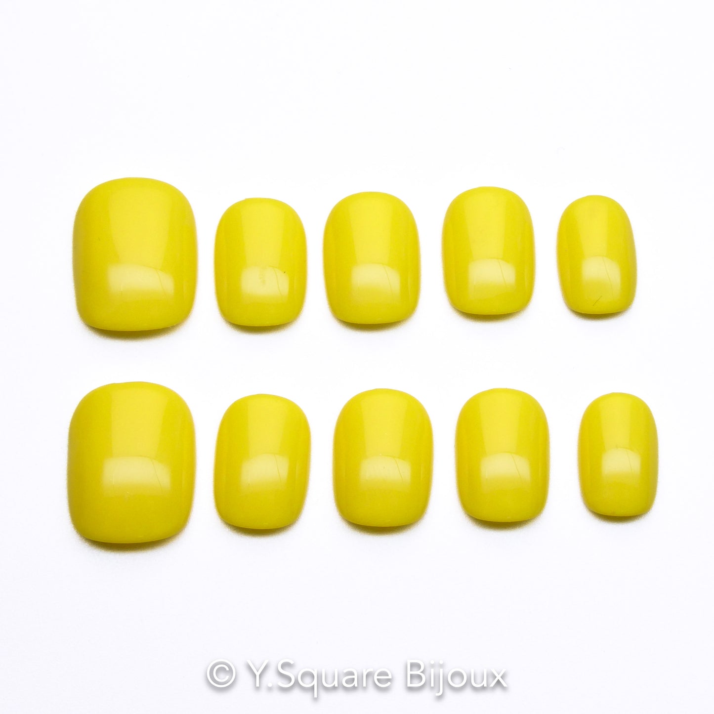 <Lemon> Y.Square Press On Nails / Faux Ongles Fait Main Réutilisables
