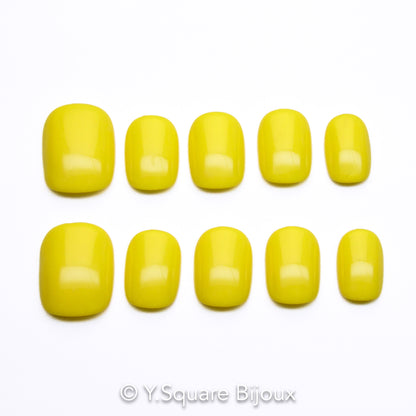 <Lemon> Y.Square Press On Nails / Faux Ongles Fait Main Réutilisables