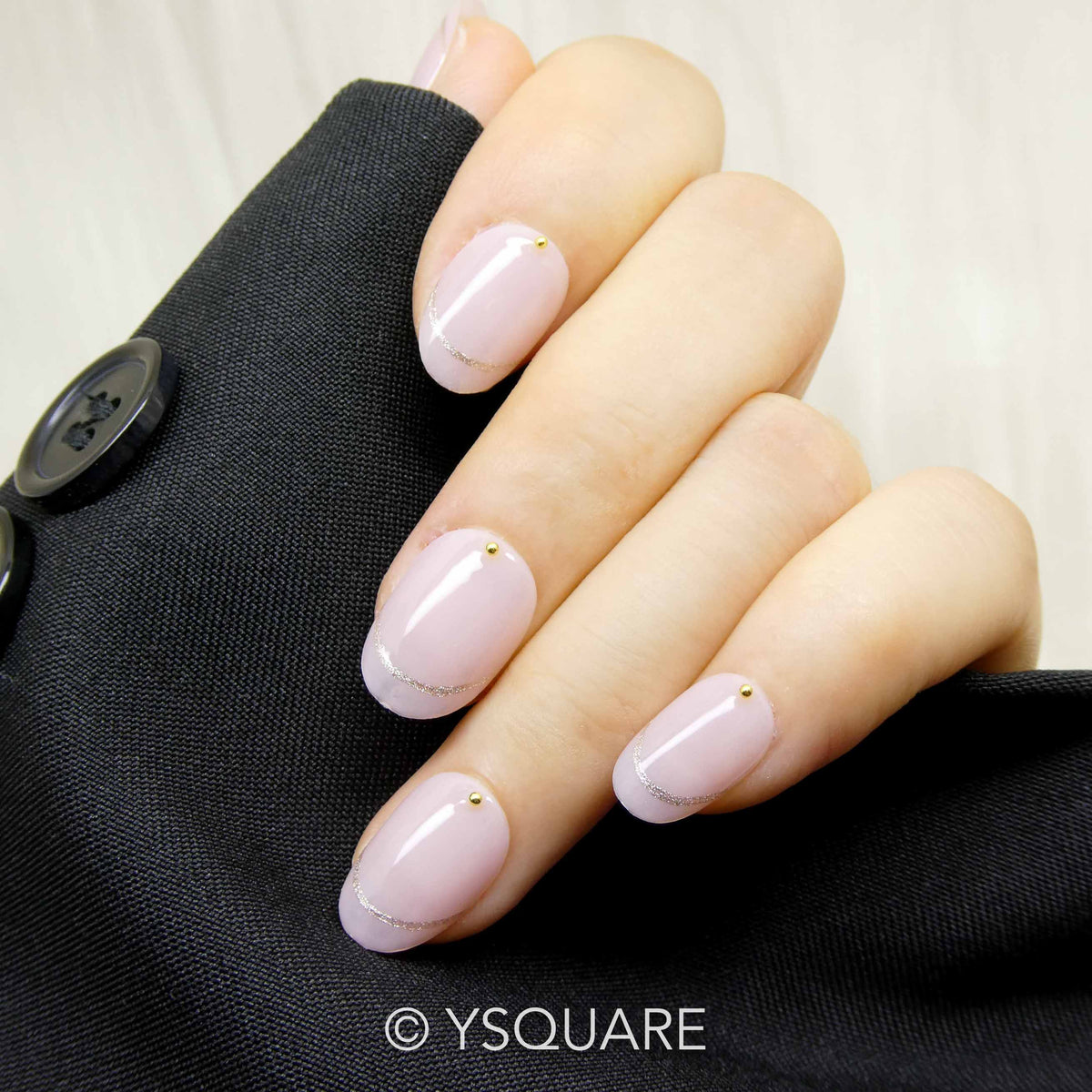 < Liseré d’or > Y.Square Faux Ongles Fait Main Réutilisables / Handmade Press On Nails 