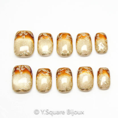 < Long Island Iced Tea > Y.Square Faux Ongles Fait Main Réutilisables