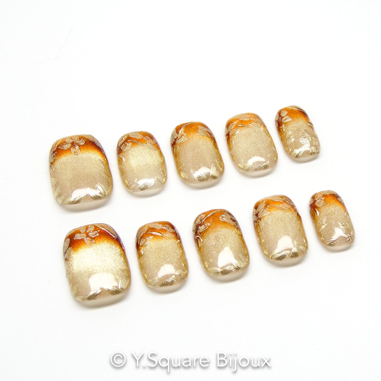< Long Island Iced Tea > Y.Square Faux Ongles Fait Main Réutilisables