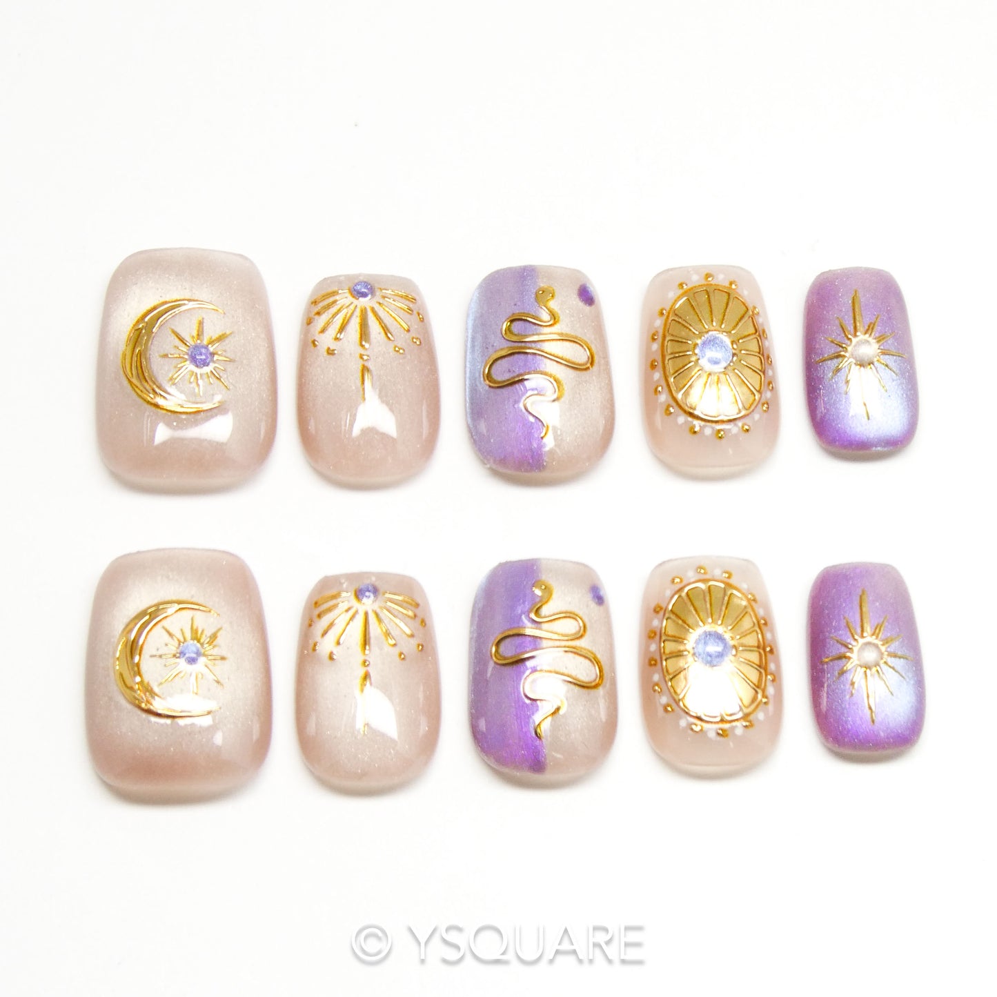 < Marrakech > Y.Square Faux Ongles Fait Main Réutilisables