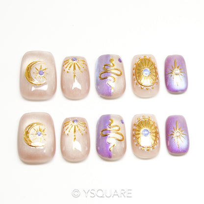 < Marrakech > Y.Square Faux Ongles Fait Main Réutilisables