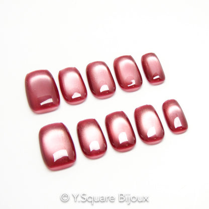 < Elle > Y.Square Faux Ongles Fait Main Réutilisables