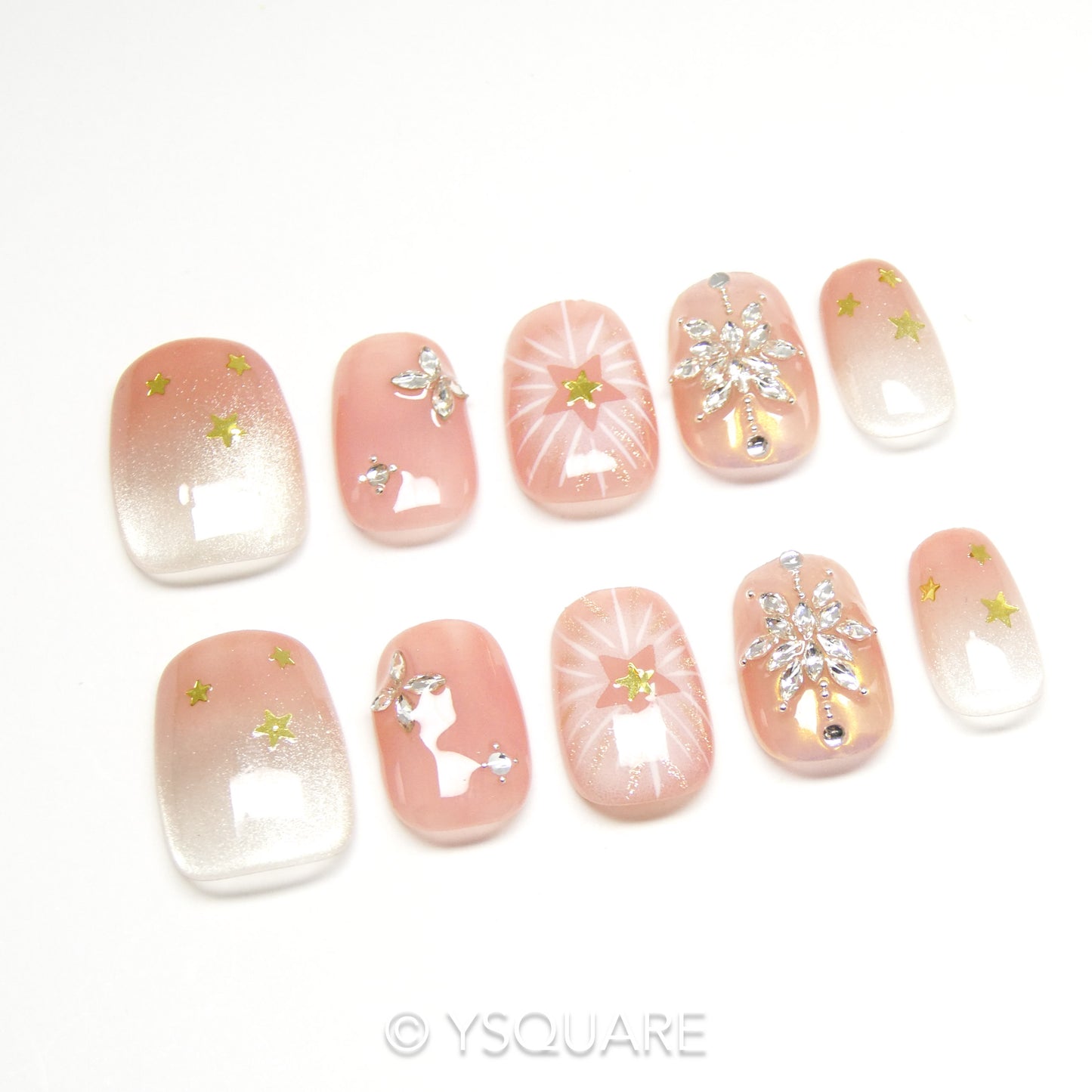 < Meringue > Y.Square Faux Ongles Fait Main Réutilisables