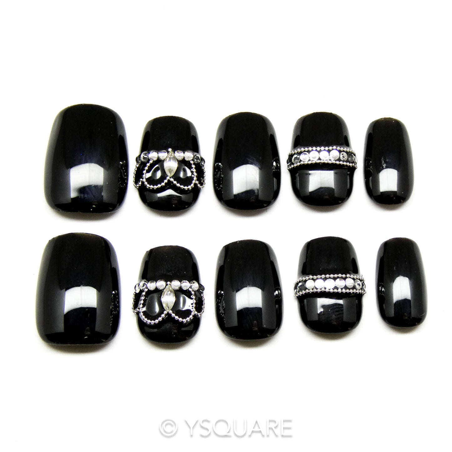 < Queen > Y.Square Faux Ongles Fait Main Réutilisables