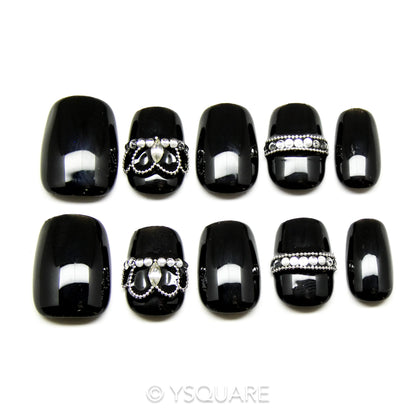 < Queen > Y.Square Faux Ongles Fait Main Réutilisables