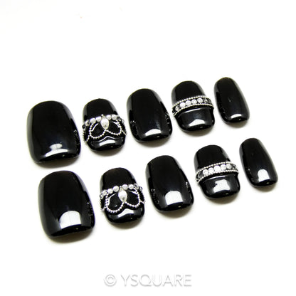 < Queen > Y.Square Faux Ongles Fait Main Réutilisables