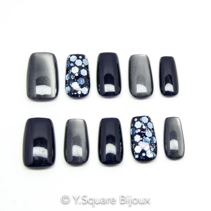 < Monaco > Y.Square Faux Ongles Fait Main Réutilisables