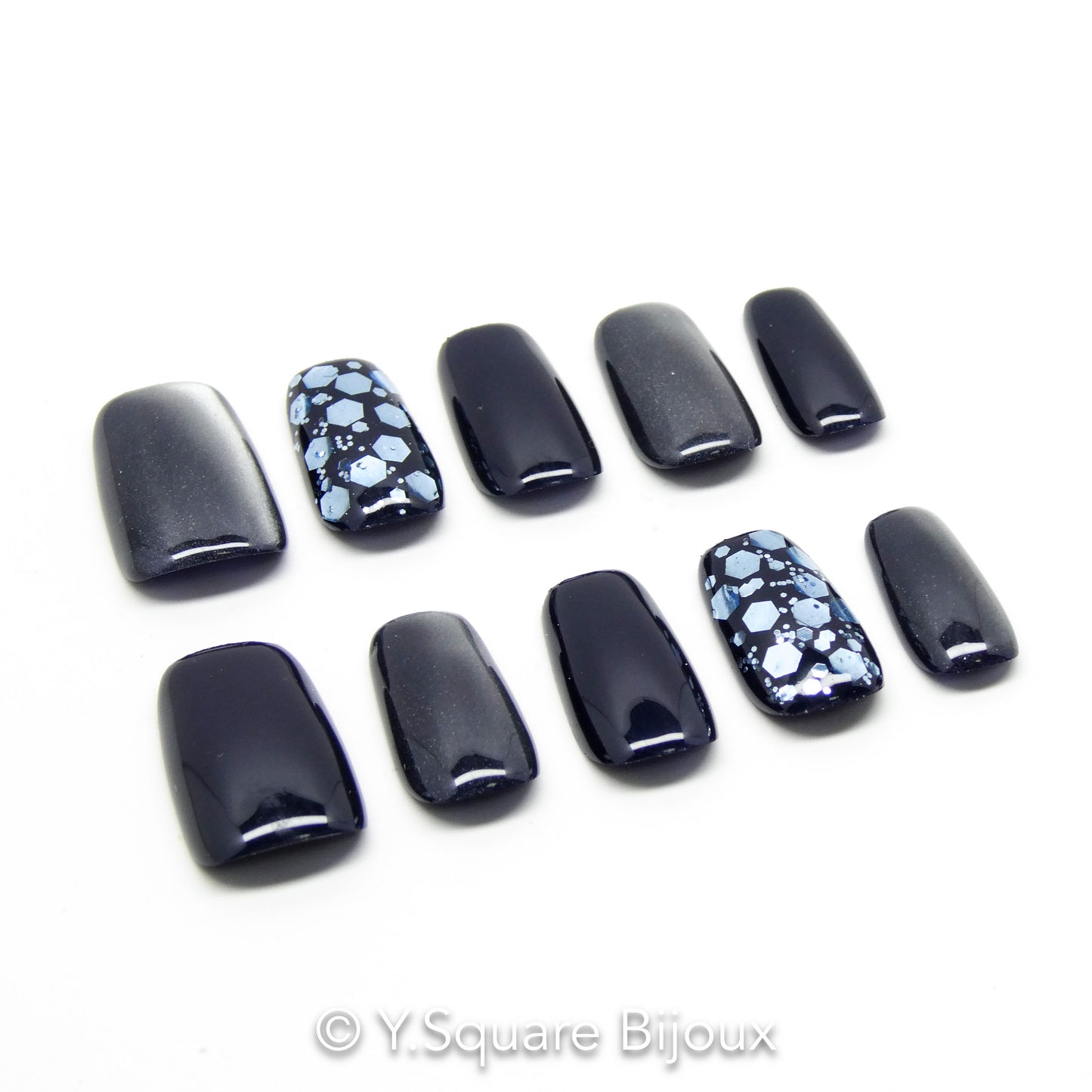 < Monaco > Y.Square Faux Ongles Fait Main Réutilisables