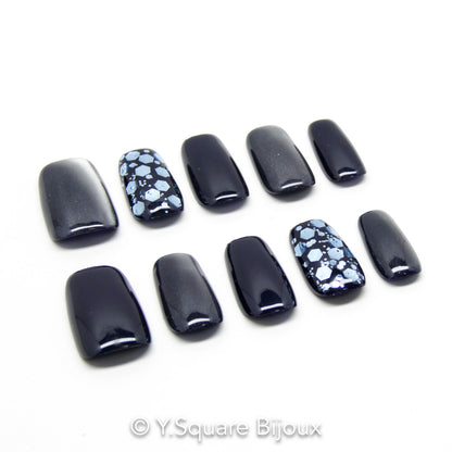 < Monaco > Y.Square Faux Ongles Fait Main Réutilisables