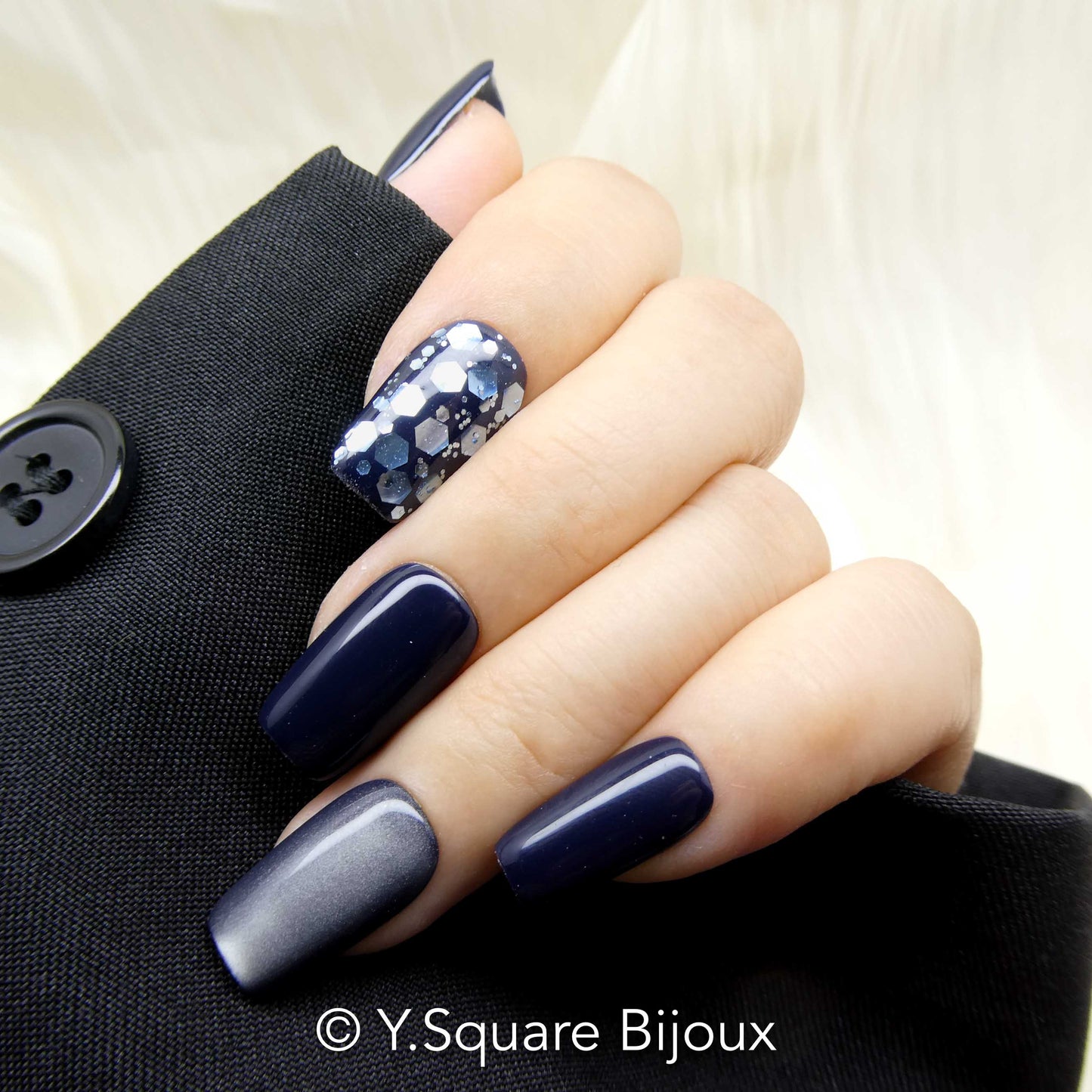 < Monaco > Y.Square Faux Ongles Fait Main Réutilisables