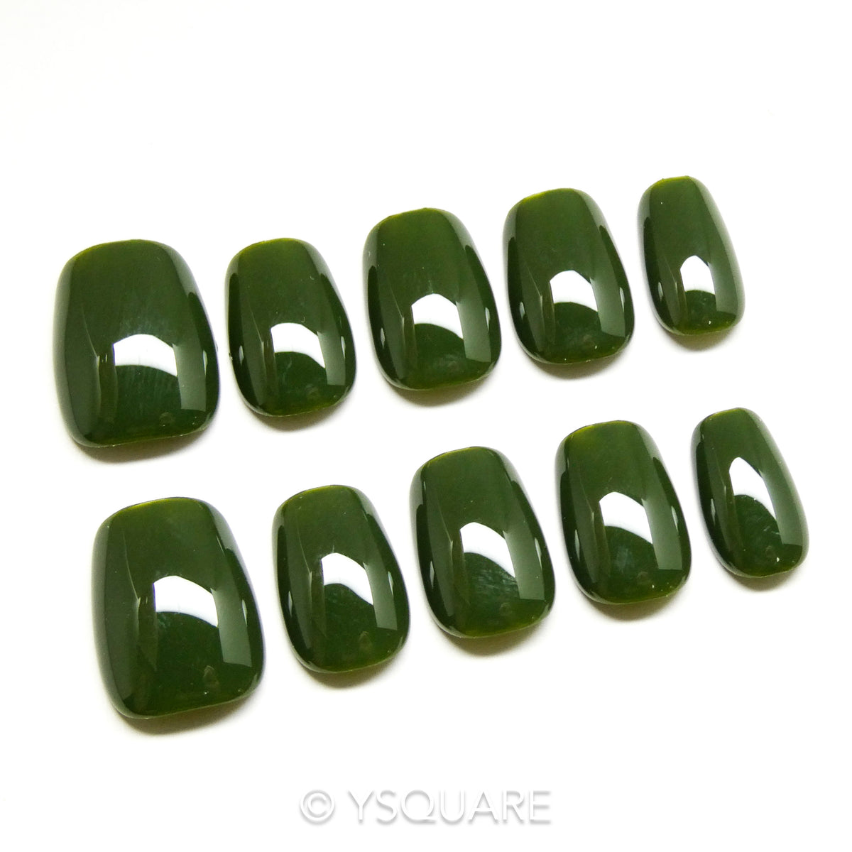 < Vert > Y.Square Faux Ongles Fait Main Réutilisables / Handmade Press On Nails 
