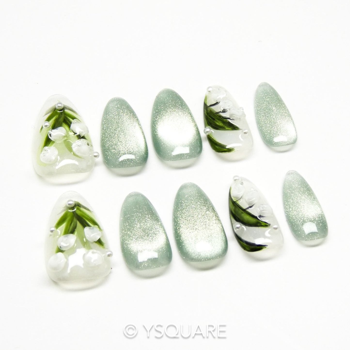 < Muguet > Y.Square Faux Ongles Fait Main Réutilisables