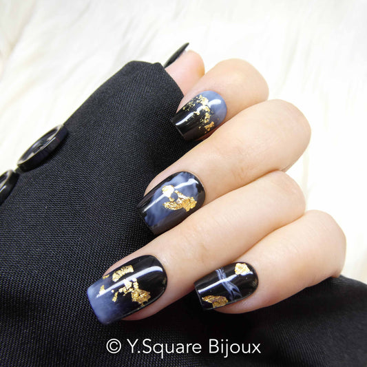< Nocturne > Y.Square Faux Ongles Fait Main Réutilisables