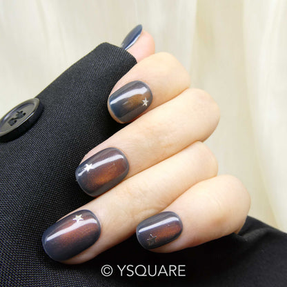 < Nuit d’Ambre > Y.Square Faux Ongles Fait Main Réutilisables