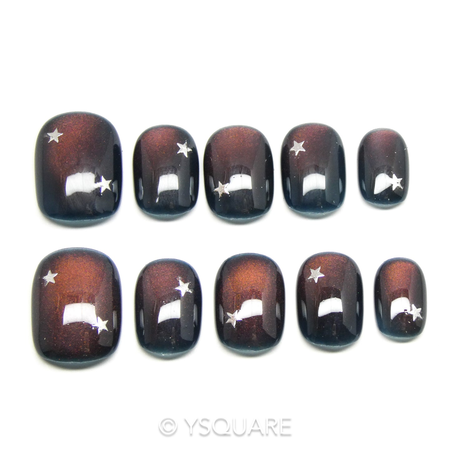 < Nuit d’Ambre > Y.Square Faux Ongles Fait Main Réutilisables