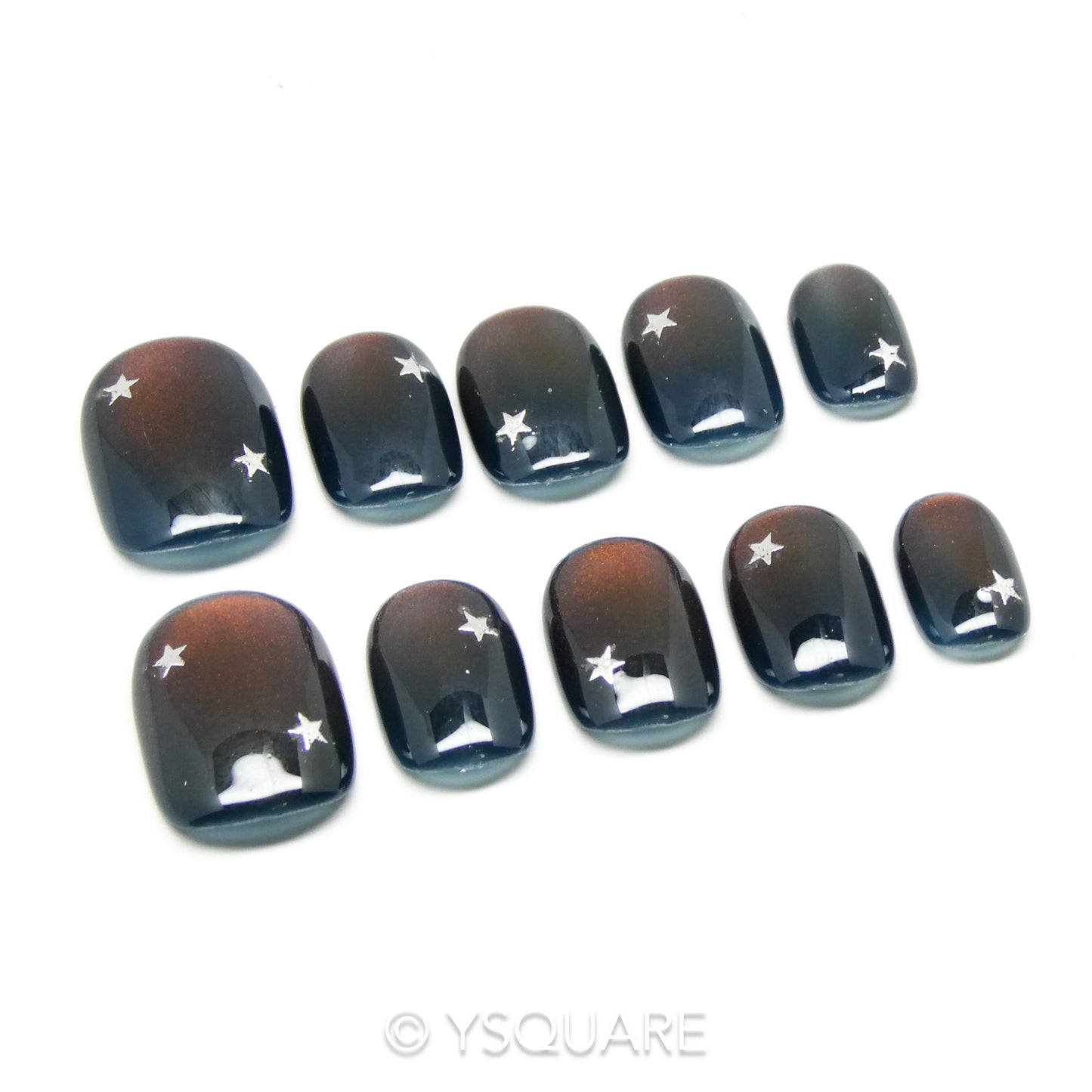 < Nuit d’Ambre > Y.Square Faux Ongles Fait Main Réutilisables