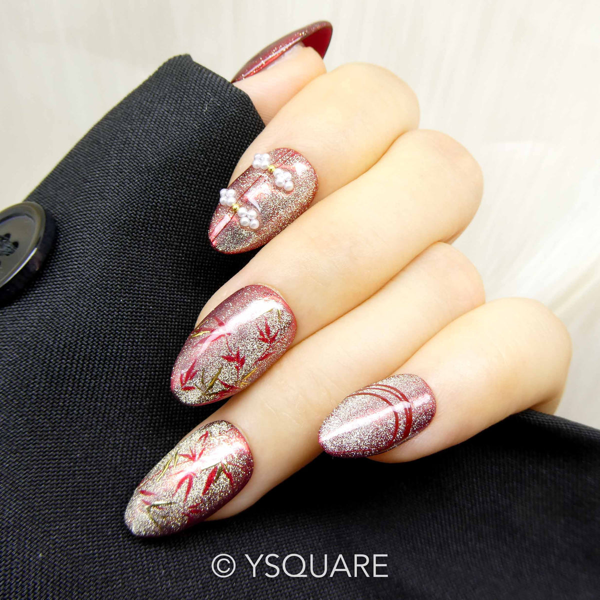  < Ombre de Bambou > Y.Square Faux Ongles Fait Main Réutilisables / Handmade Press On Nails 
