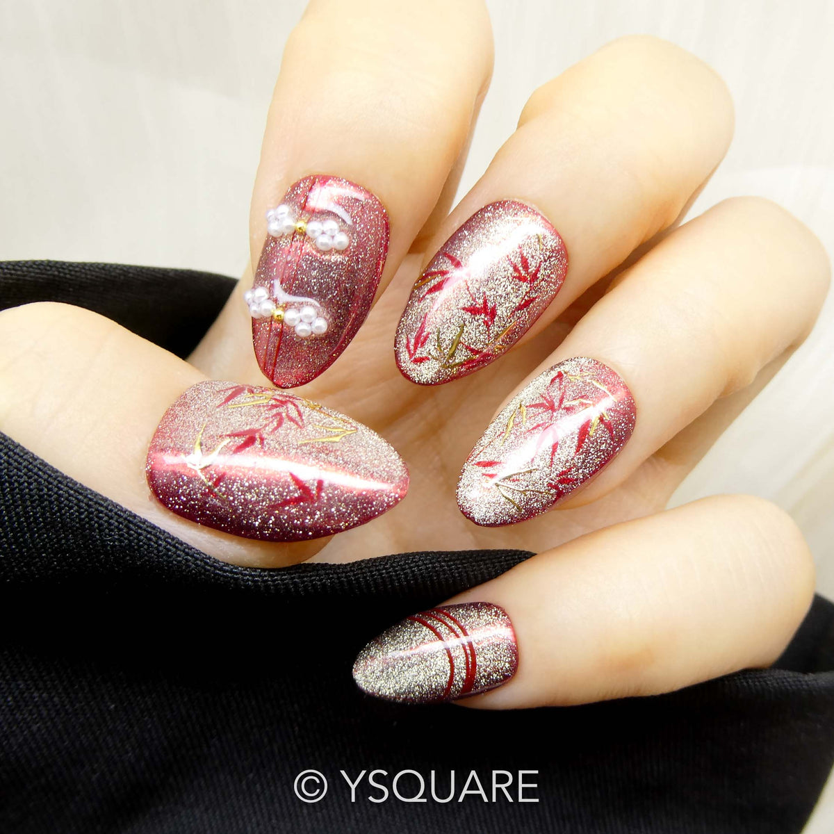  < Ombre de Bambou > Y.Square Faux Ongles Fait Main Réutilisables / Handmade Press On Nails 