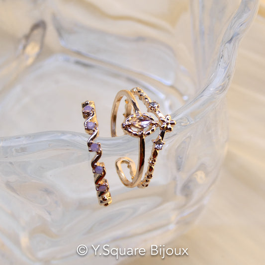 Iris Open Ring Set (2 pièces) Bague Ajustable