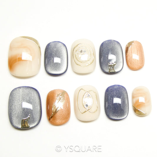 < Palette de Picasso > Y.Square Faux Ongles Fait Main Réutilisables / Handmade Press On Nails