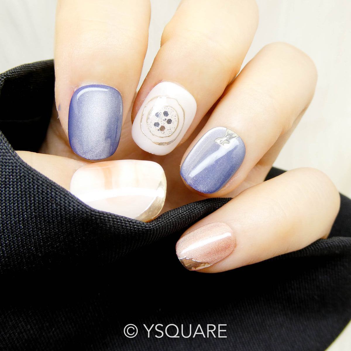 < Palette de Picasso >  Y.Square Faux Ongles Fait Main Réutilisables / Handmade Press On Nails 