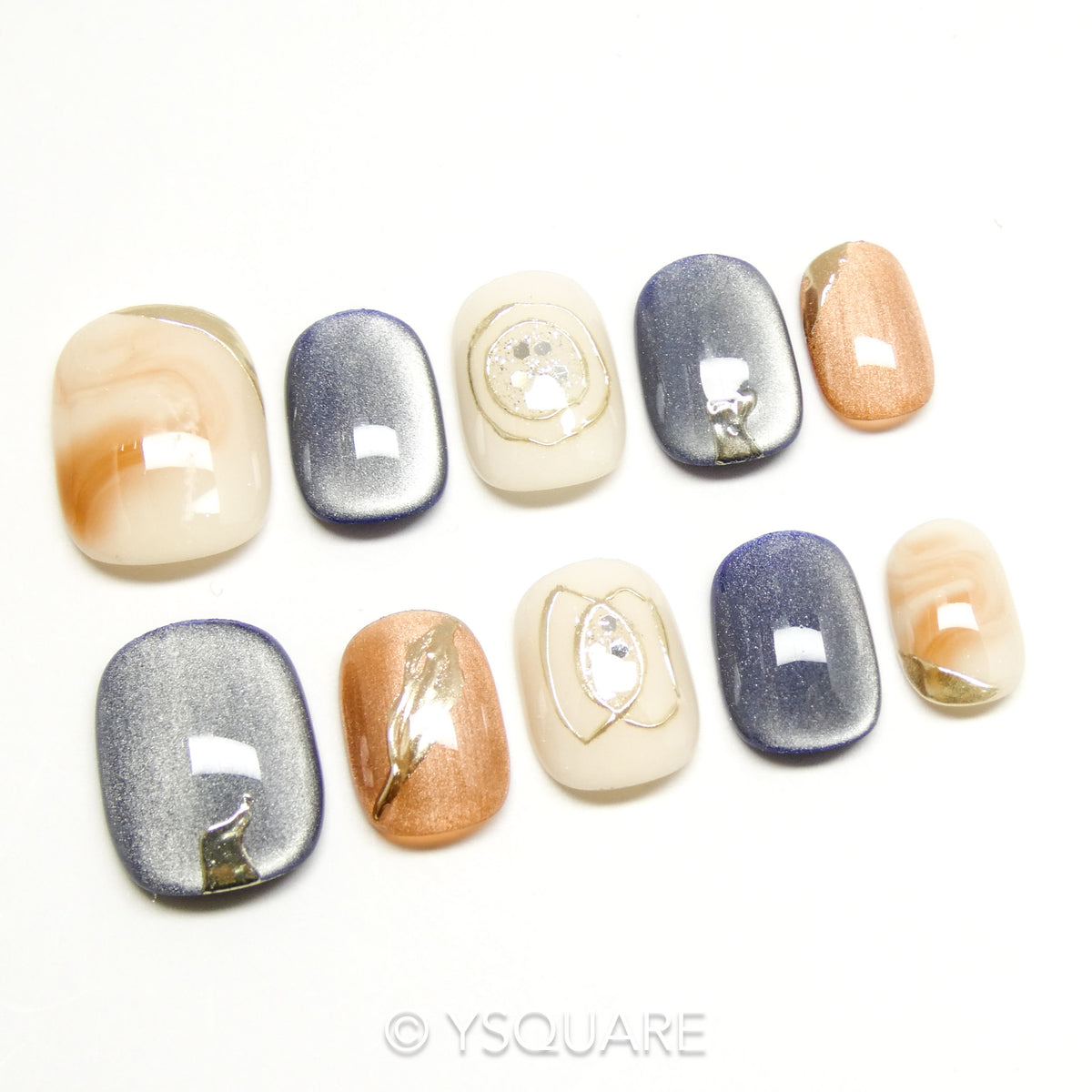 < Palette de Picasso >  Y.Square Faux Ongles Fait Main Réutilisables / Handmade Press On Nails 