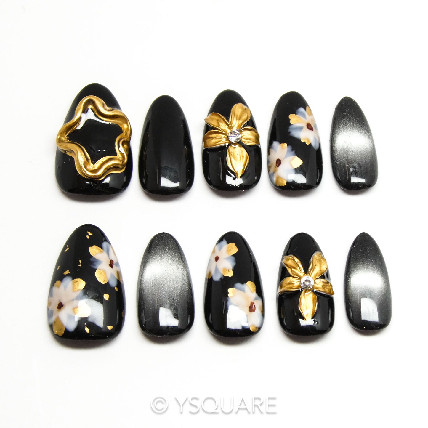 < Pécan Grillé > Y.Square Faux Ongles Fait Main Réutilisables