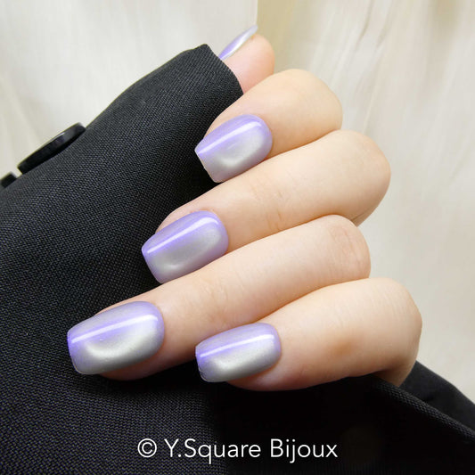 < Pierre de lune > Y.Square Faux Ongles Fait Main Réutilisables