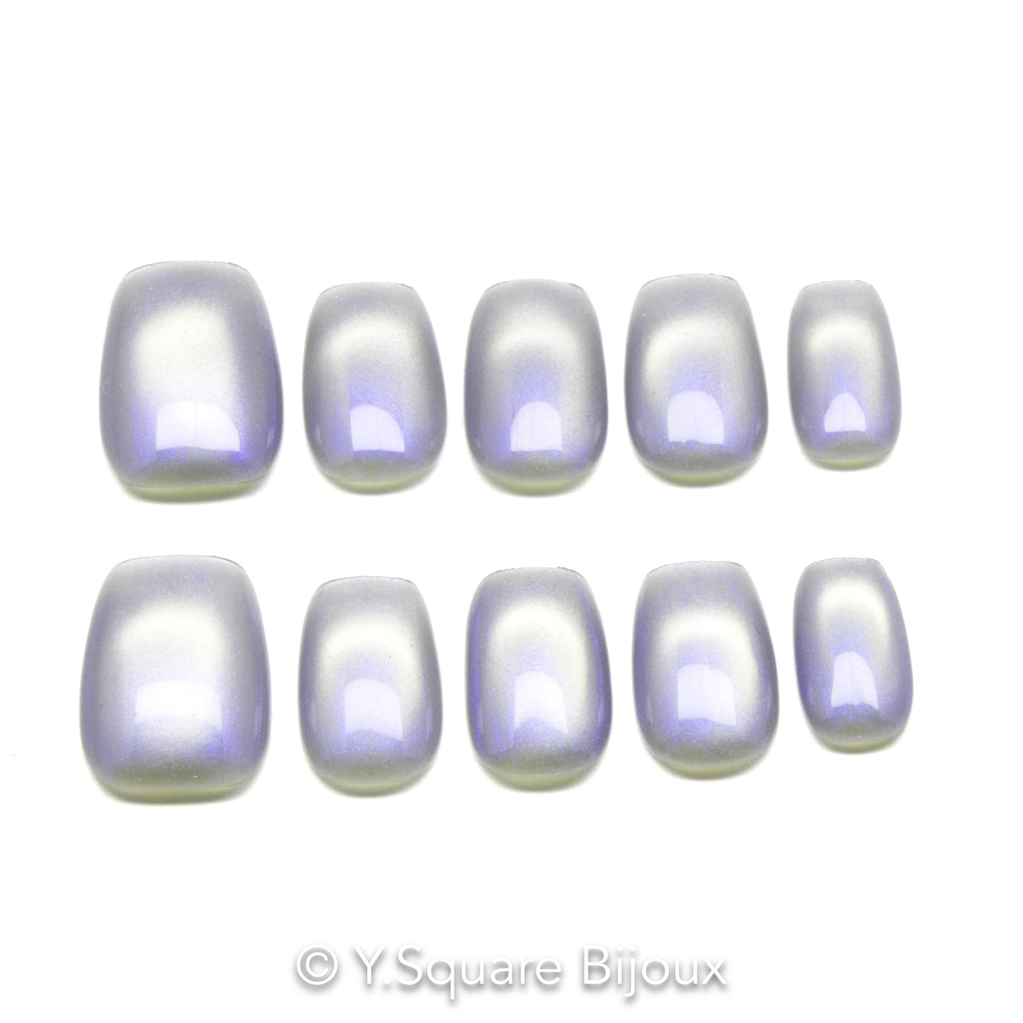 < Pierre de lune > Y.Square Faux Ongles Fait Main Réutilisables