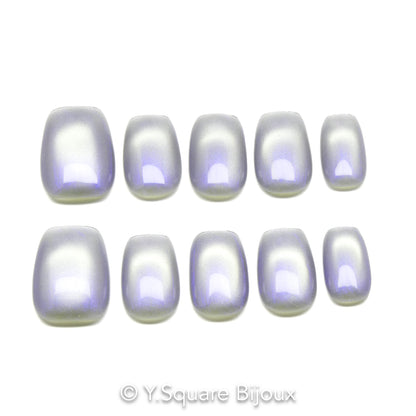 < Pierre de lune > Y.Square Faux Ongles Fait Main Réutilisables