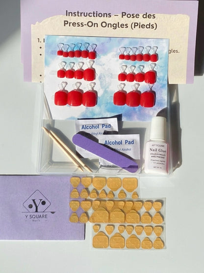 < Pédicure Pivoine > – Full Size Set Press-on Nails Handmade for feet