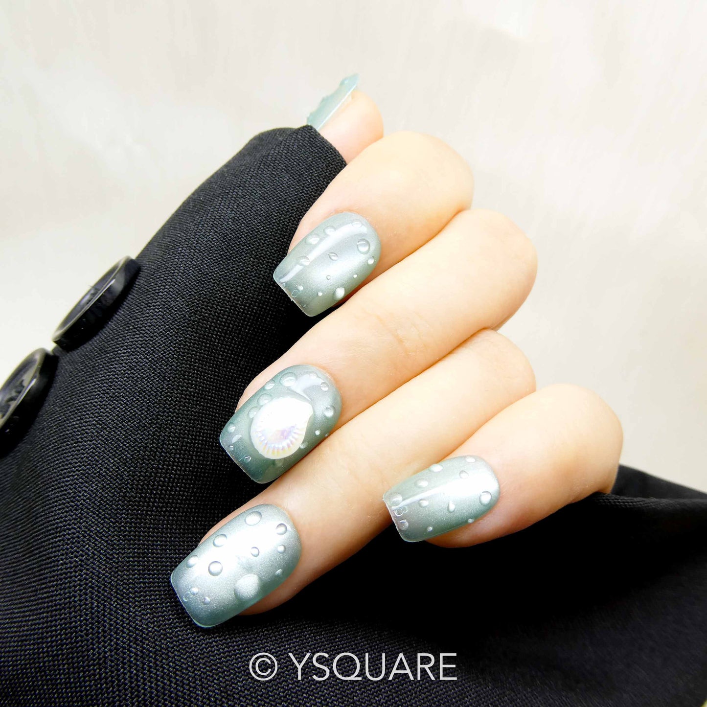 < Plage > Y.Square Press On Nails / Faux Ongles Fait Main Réutilisables