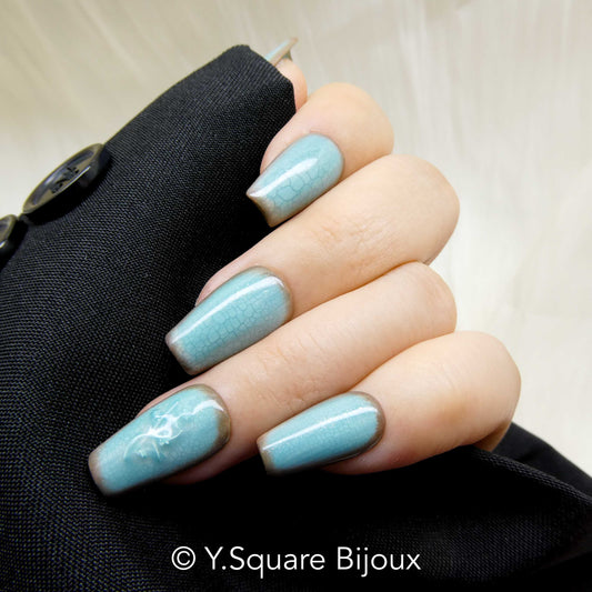 < Porcelaine > Y.Square Faux Ongles Fait Main Réutilisables