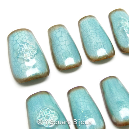 < Porcelaine > Y.Square Faux Ongles Fait Main Réutilisables