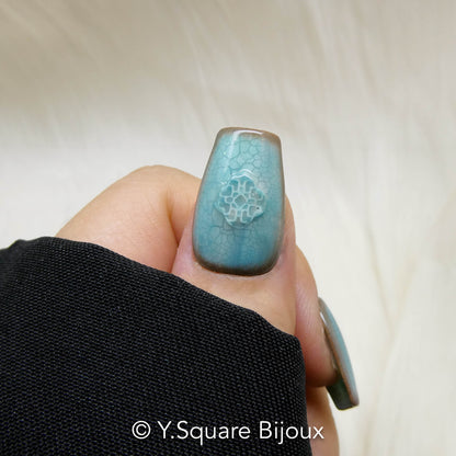 < Porcelaine > Y.Square Faux Ongles Fait Main Réutilisables