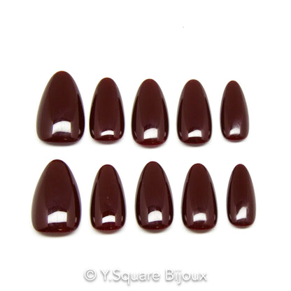 < Prune > Y.Square Faux Ongles Fait Main Réutilisables