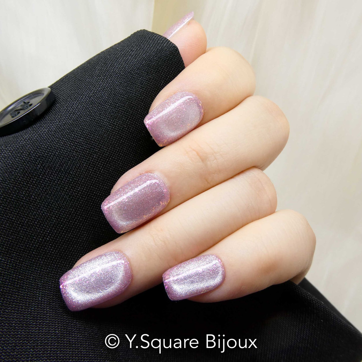 < Quartz Rose >Y.Square Faux Ongles Fait Main Réutilisables