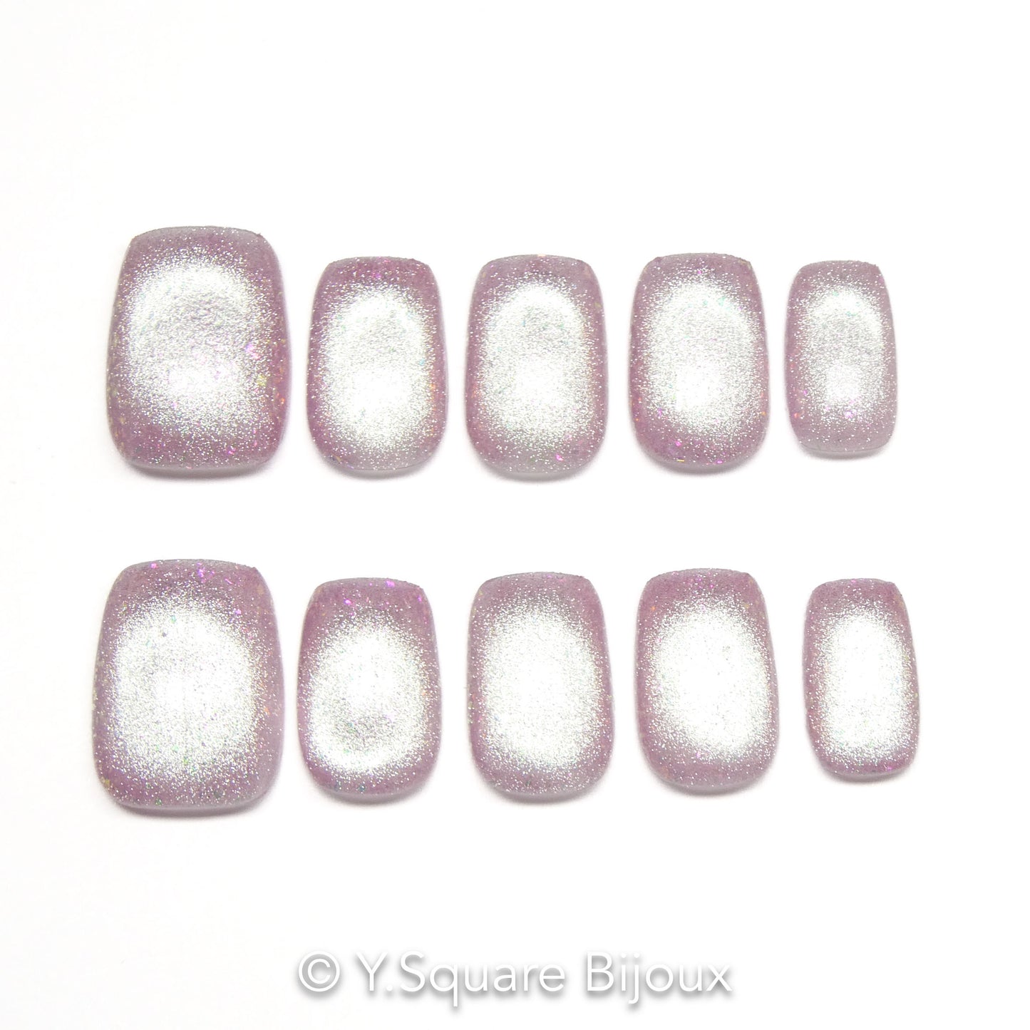 < Quartz Rose >Y.Square Faux Ongles Fait Main Réutilisables