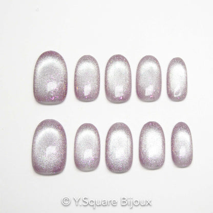 < Quartz Rose >Y.Square Faux Ongles Fait Main Réutilisables