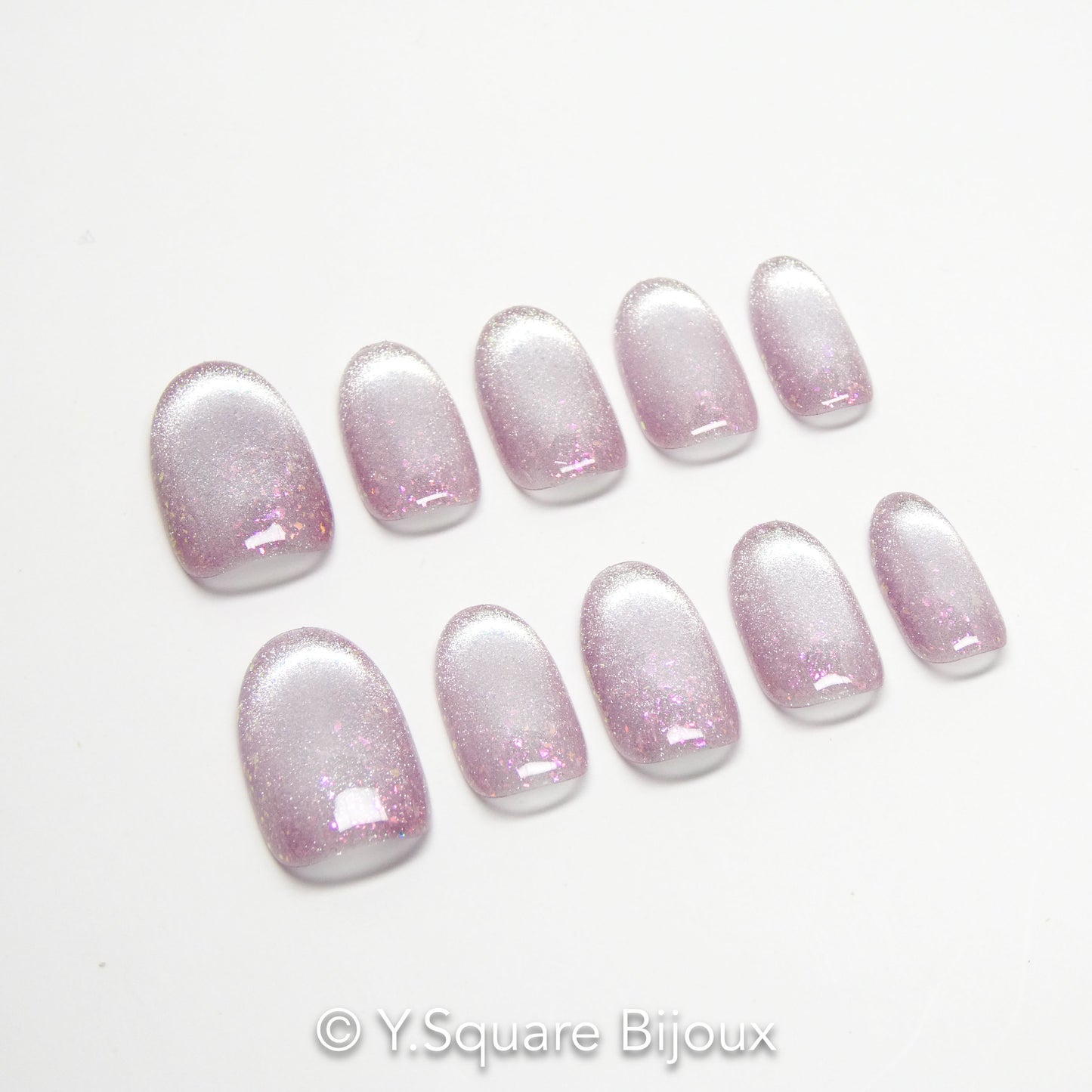 < Quartz Rose >Y.Square Faux Ongles Fait Main Réutilisables