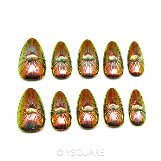 < Rayons cosmiques > Y.Square Faux Ongles Fait Main Réutilisables