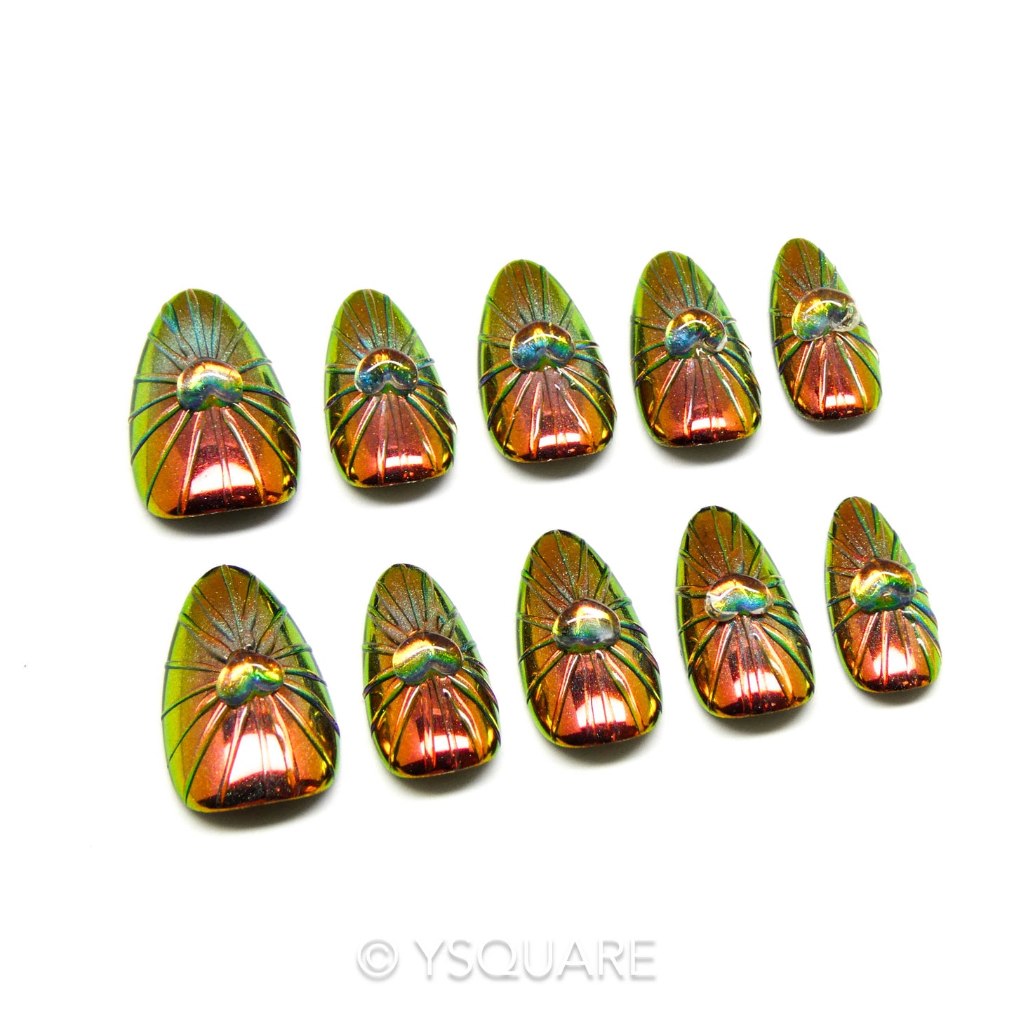< Rayons cosmiques > Y.Square Faux Ongles Fait Main Réutilisables