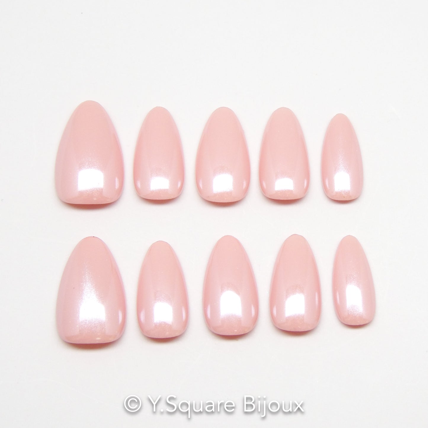 < Rosé Nacré > Y.Square Faux Ongles Fait Main Réutilisables