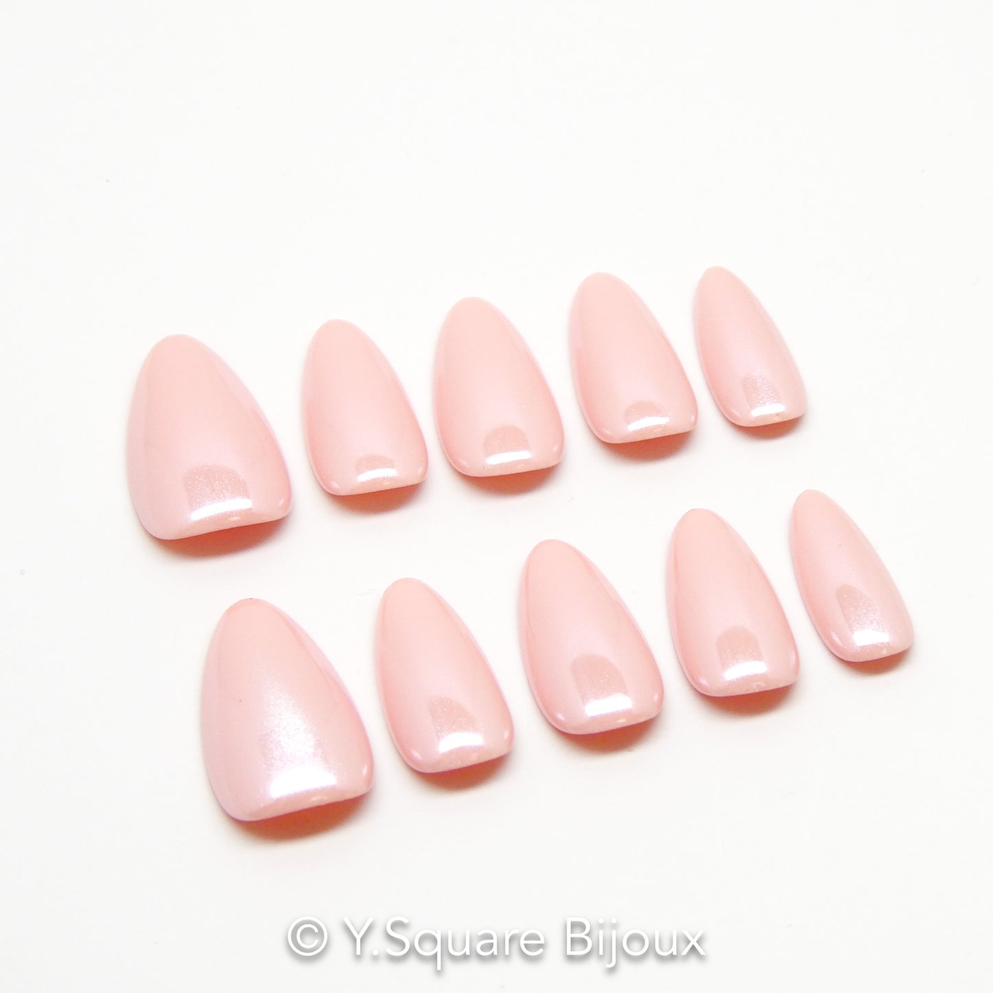 < Rosé Nacré > Y.Square Faux Ongles Fait Main Réutilisables