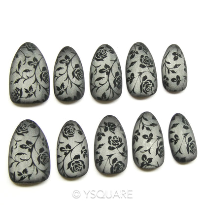 < Rose brûlée > Y.Square Faux Ongles Fait Main Réutilisables / Handmade Press On Nails 