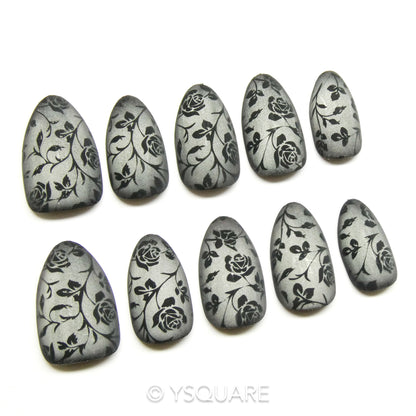 < Rose brûlée > Y.Square Faux Ongles Fait Main Réutilisables / Handmade Press On Nails 