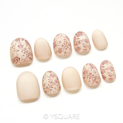 < Roseraie > Y.Square Faux Ongles Fait Main Réutilisables